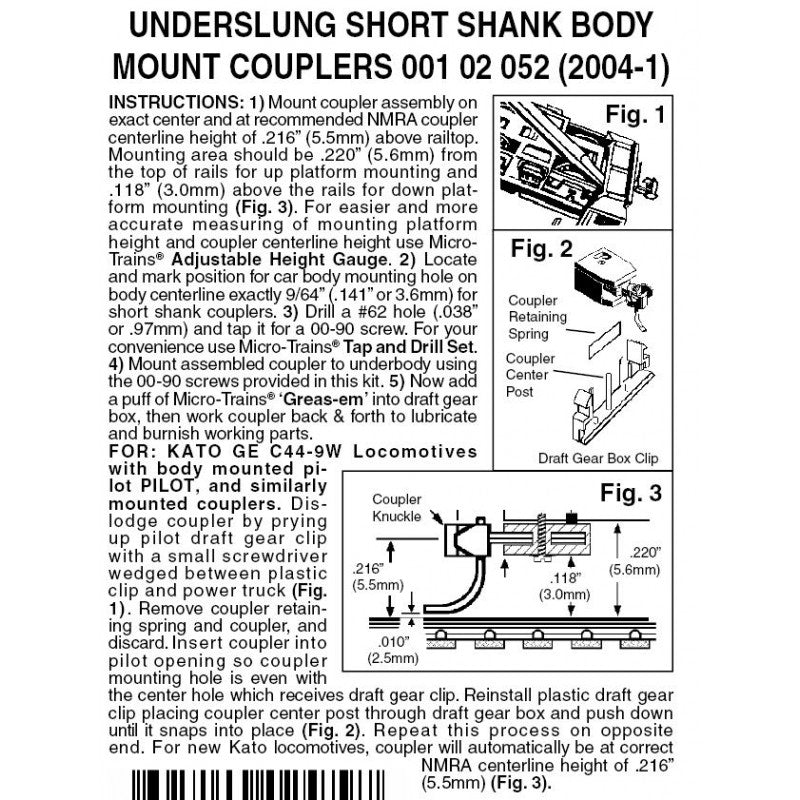 Assembled Underslung Short Shank BMC (2004-1) 2 pr.