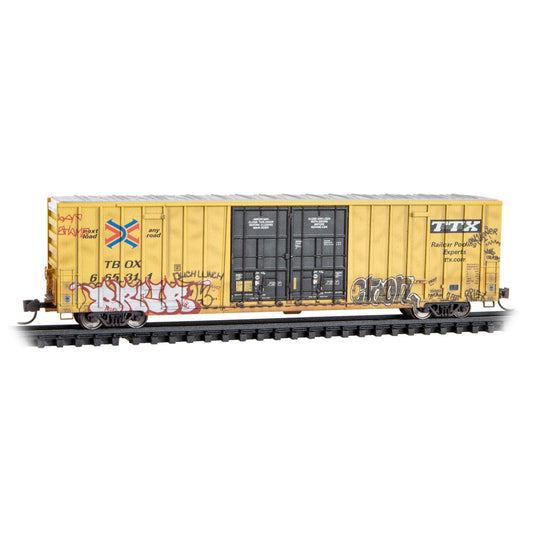 60' Rib Side High-Cube Boxcar - Weathered - TTX/TBOX 665311