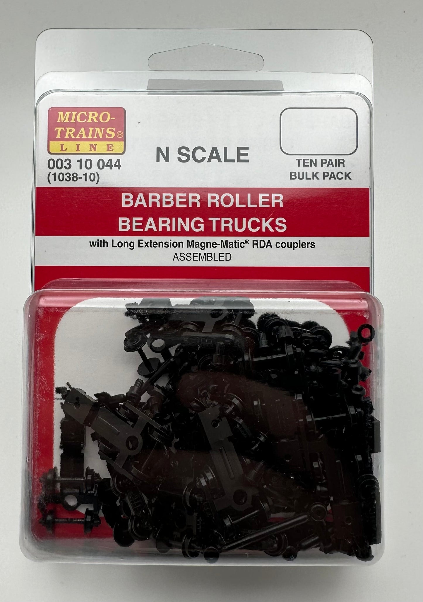 Barber Roller Bearing Trucks w/ long ext. couplers 10 pr (1038-10)