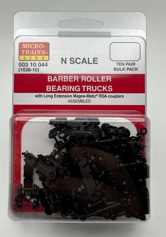 Barber Roller Bearing Trucks w/ long ext. couplers 10 pr (1038-10)