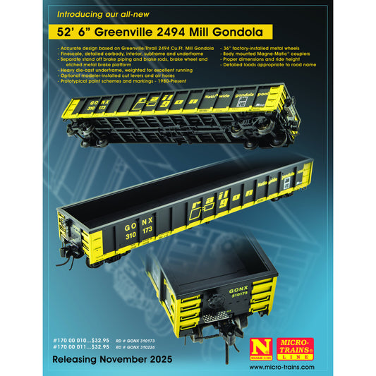 Railgon Rd# 310173 - 52'6" Greenville 2494 Mill Gondola