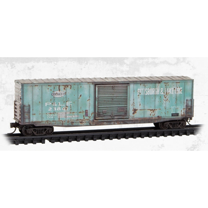 N SCALE MICRO-TRAINS 50' SINGLE DOOR BOX CAR WEATHERED PITTSBURGH & LAKE ERIE #23841