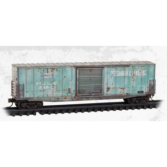 N SCALE MICRO-TRAINS 50' SINGLE DOOR BOX CAR WEATHERED PITTSBURGH & LAKE ERIE #23841