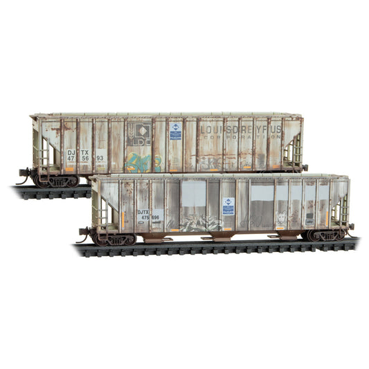 DJTX Weathered 2-Pack - 3 Bay Evans Covered Hoppers