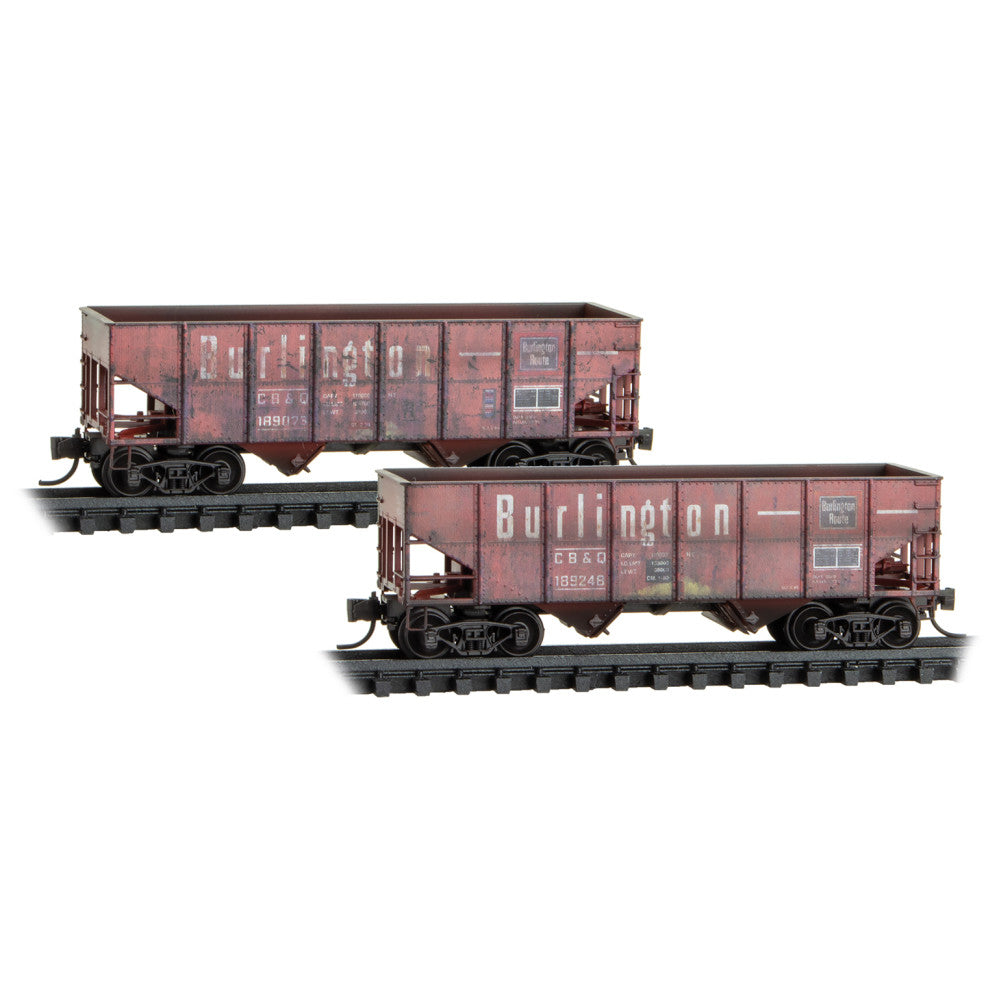 CB&Q Weathered 2-Pack - 33' Rib Side 2-Bay Hoppers