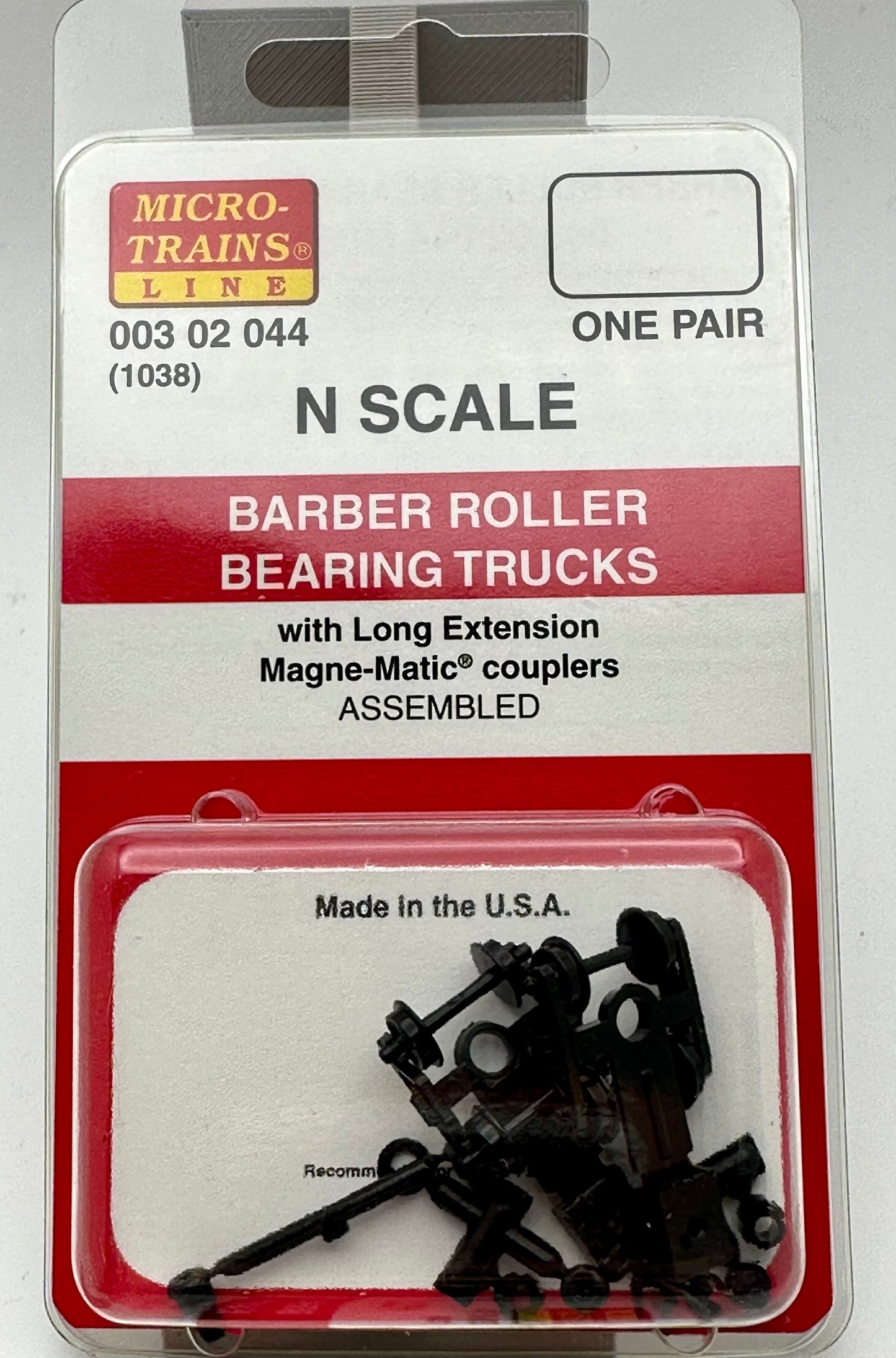 Barber Roller Bearing Trucks w/ long ext. couplers 1 pr (1038)